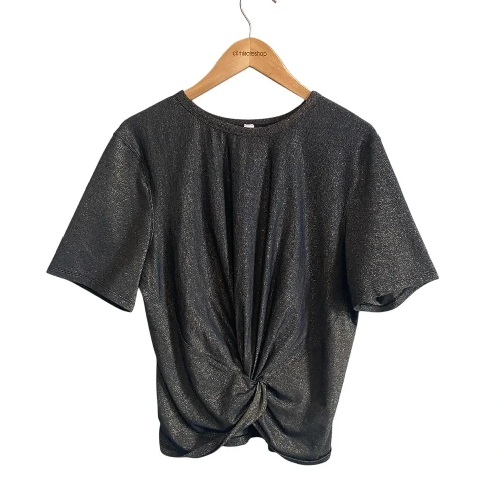 Lululemon Short Sleeve Crescent T-Shirt *Spark Black Metallic Sparkle Size 10